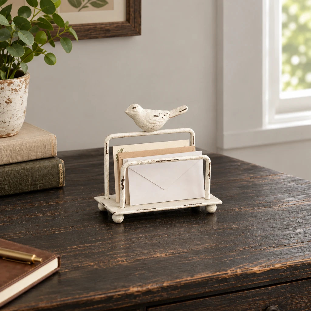 White Bird Cast Iron Letter Rack