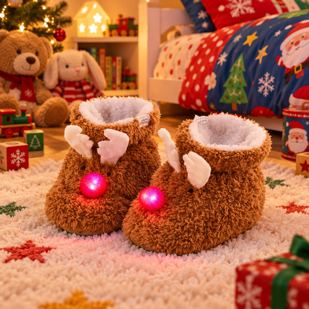 Lighted Christmas Slippers For Kids