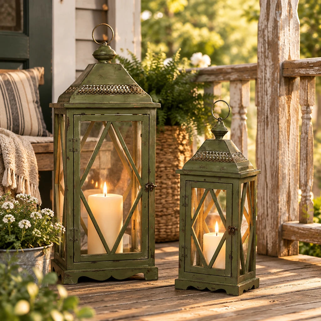 Spring Traditional Green Lanterns Set Of Two