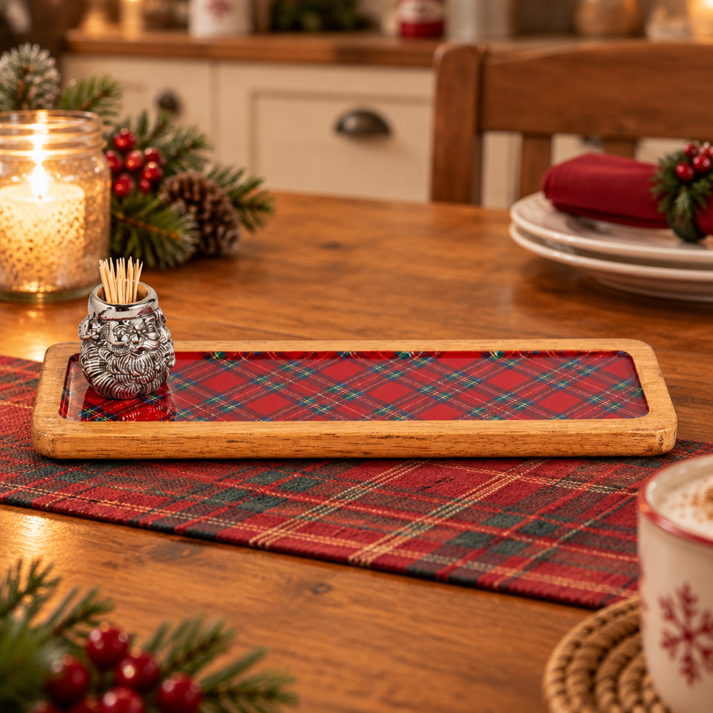 Metal Santa Toothpick Tray Set