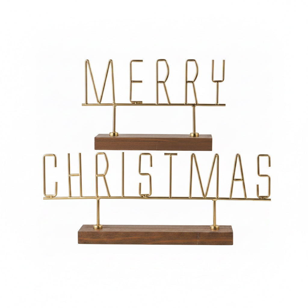 Gold Metal Merry Christmas Sign