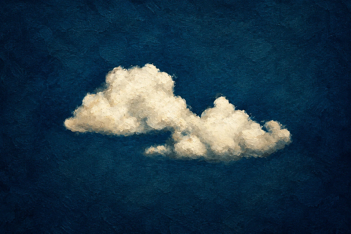 Indigo Blue Beige Cloud Oil Painting