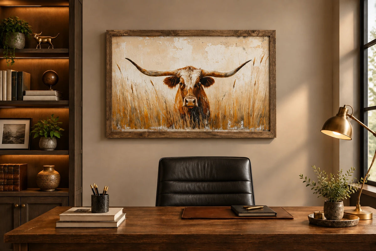 Texas Long Horn Cow Canvas Art