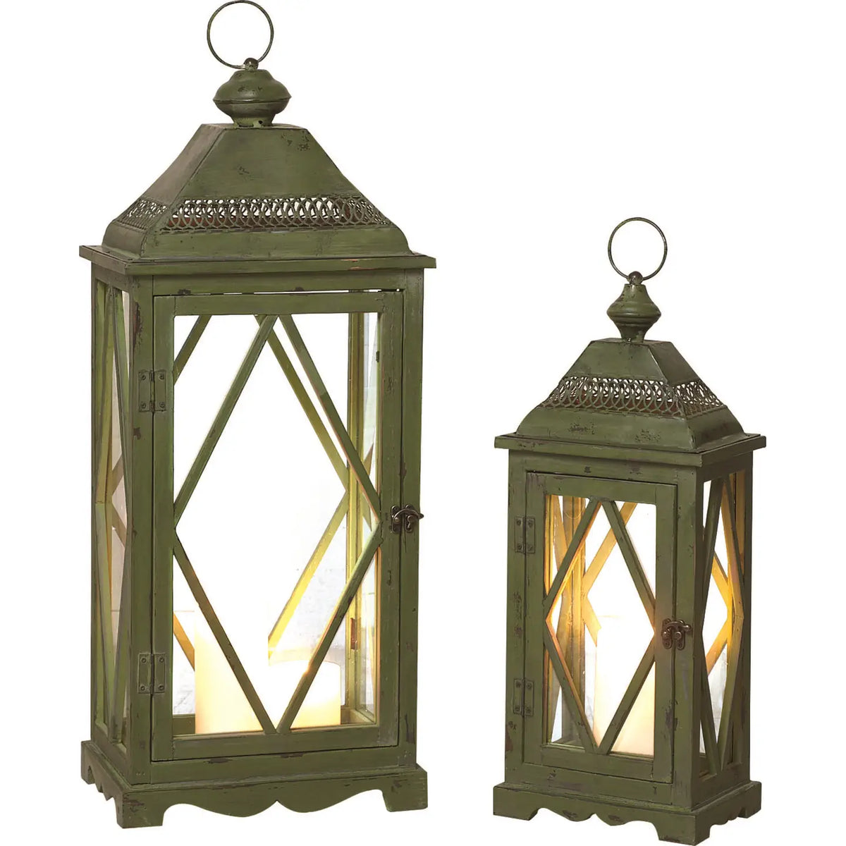 Spring Traditional Green Lanterns Set Of Two