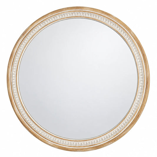 Solid Wood Round Farmhouse Wall Mirror