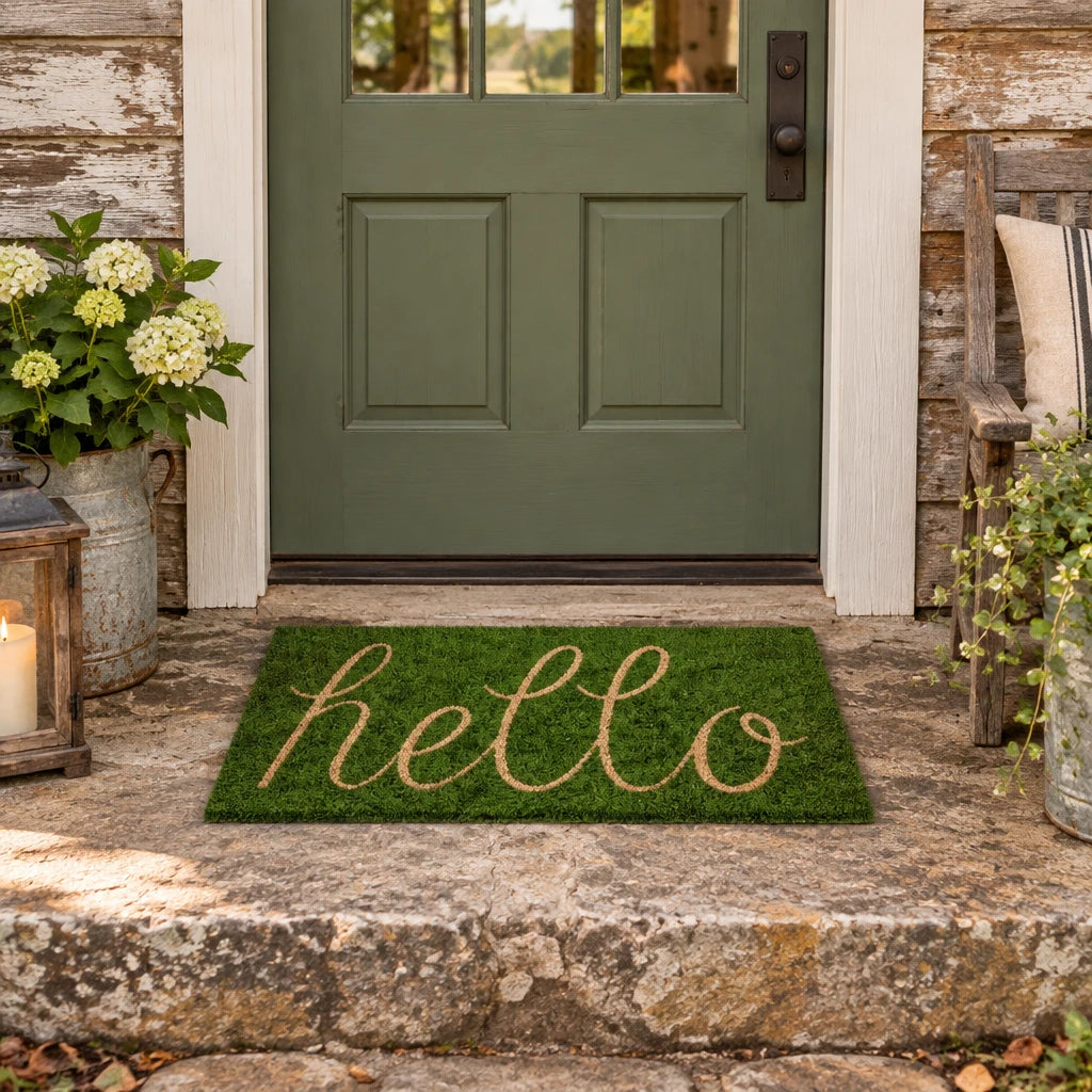 Green Apple Hello Doormat