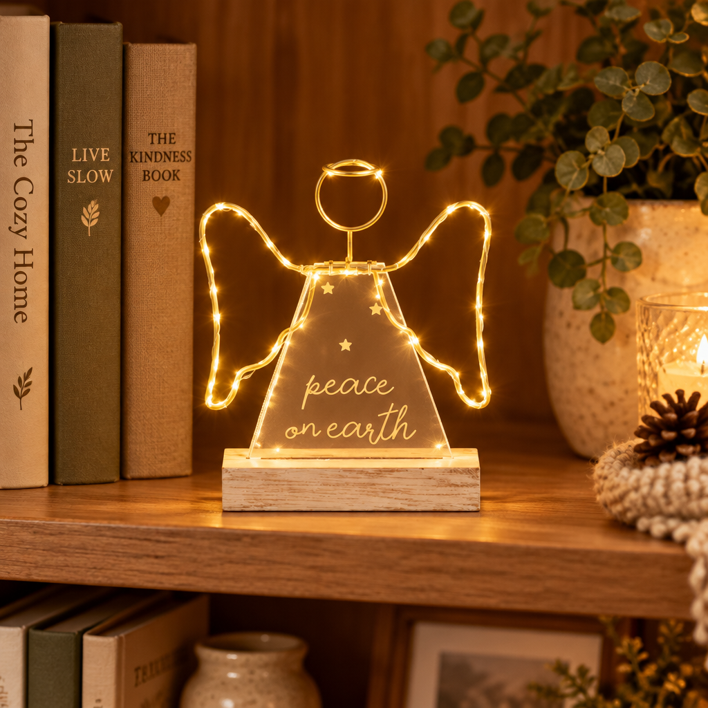 Small Acrylic LED Angel Sitter