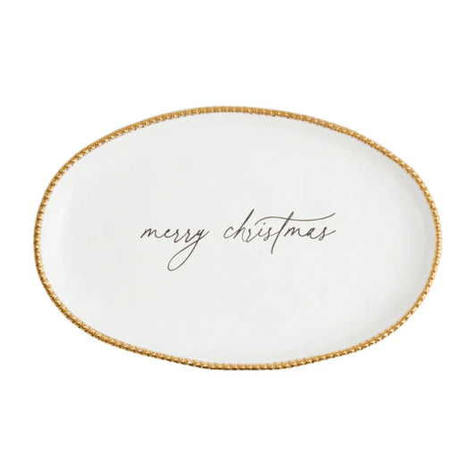 Christmas Gold Beaded Platter