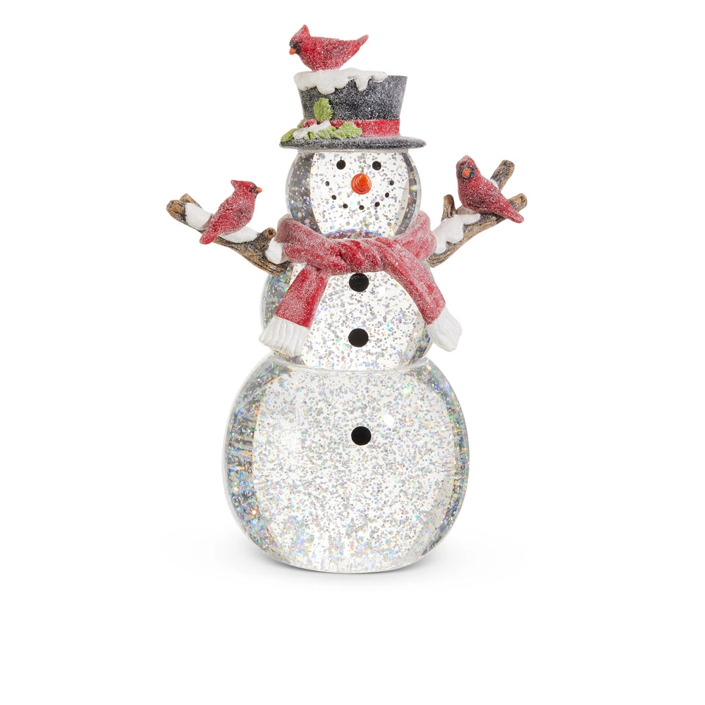 Lighted Glitter Snowman With Silver Swirling Glitter