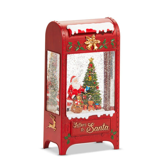 Santa And Tree Lighted Water Lantern Mailbox
