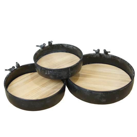Decorative Wood Bird Trays Set Of Three