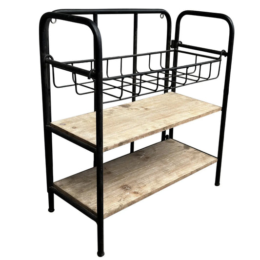 3 Tier Wood And Metal Shelf For Wall Or Floor