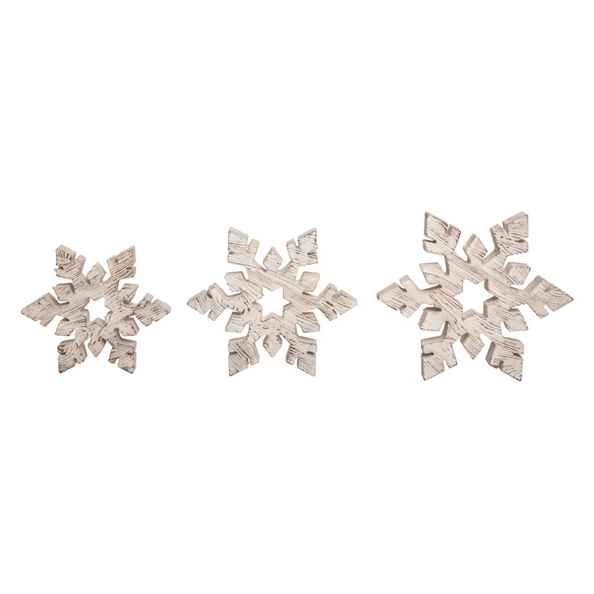 White Christmas Rustic Snowflakes Set Of 3