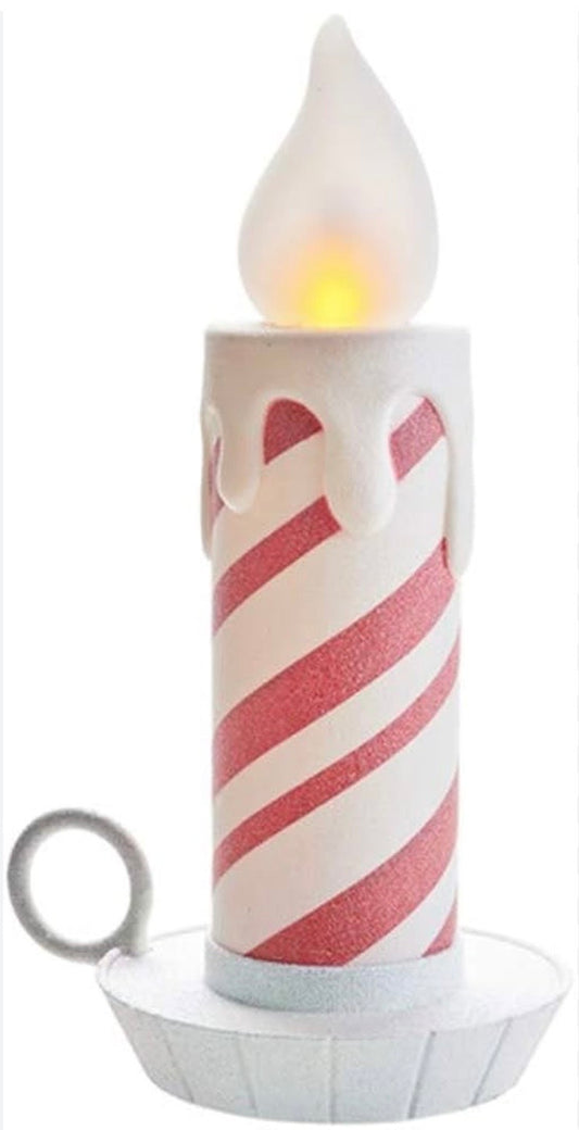 Peppermint Striped Lighted Candle