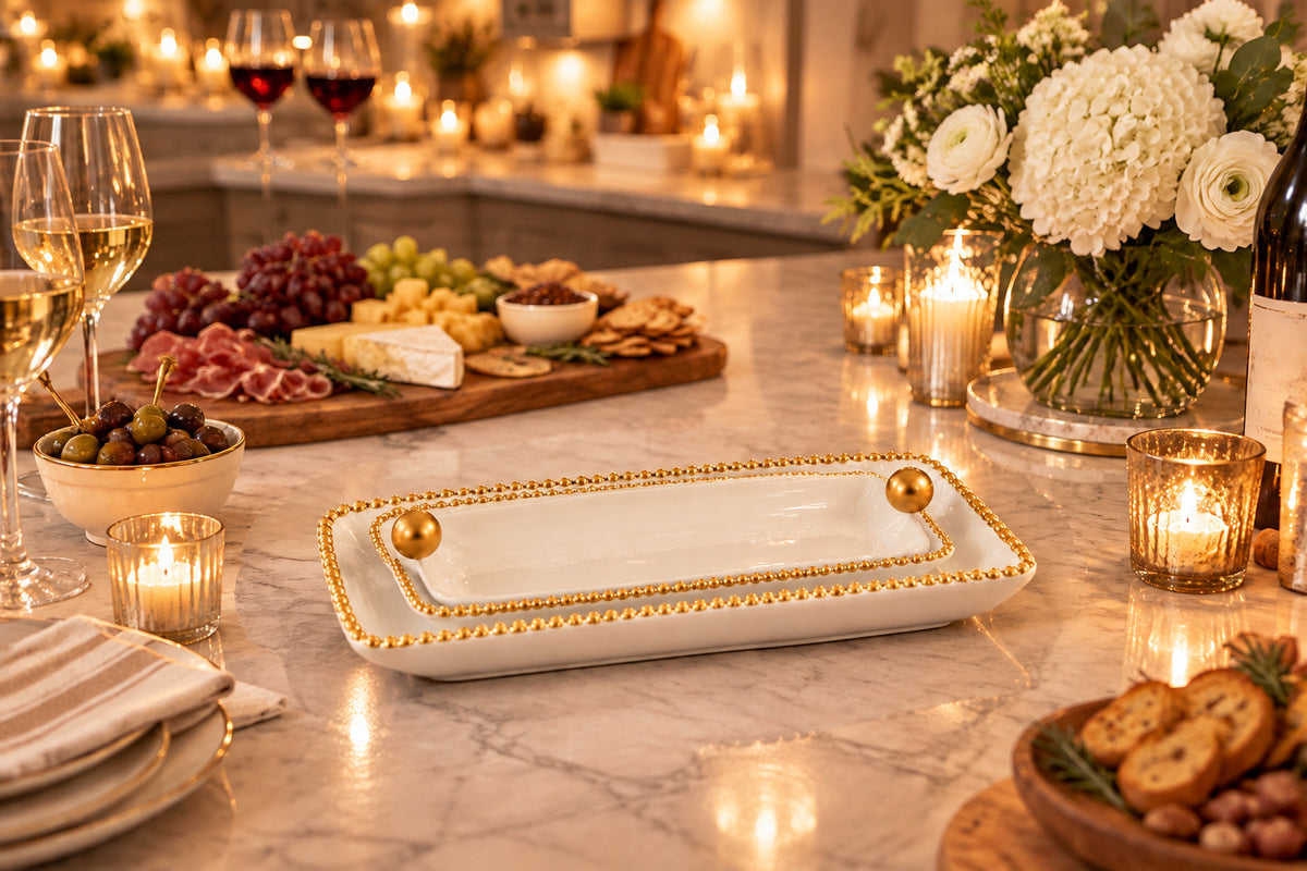 Nested Gold Beaded Dishes