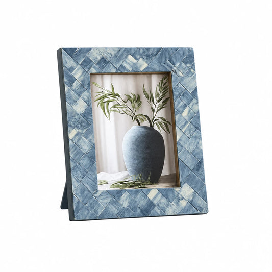 Blue / Ivory Resin Woven Frame