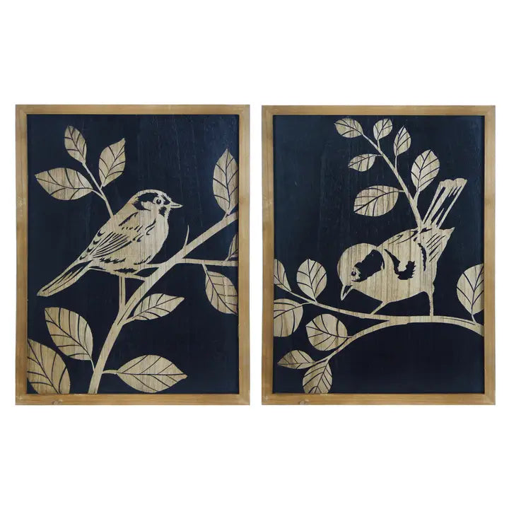 Black Floral Wood Art