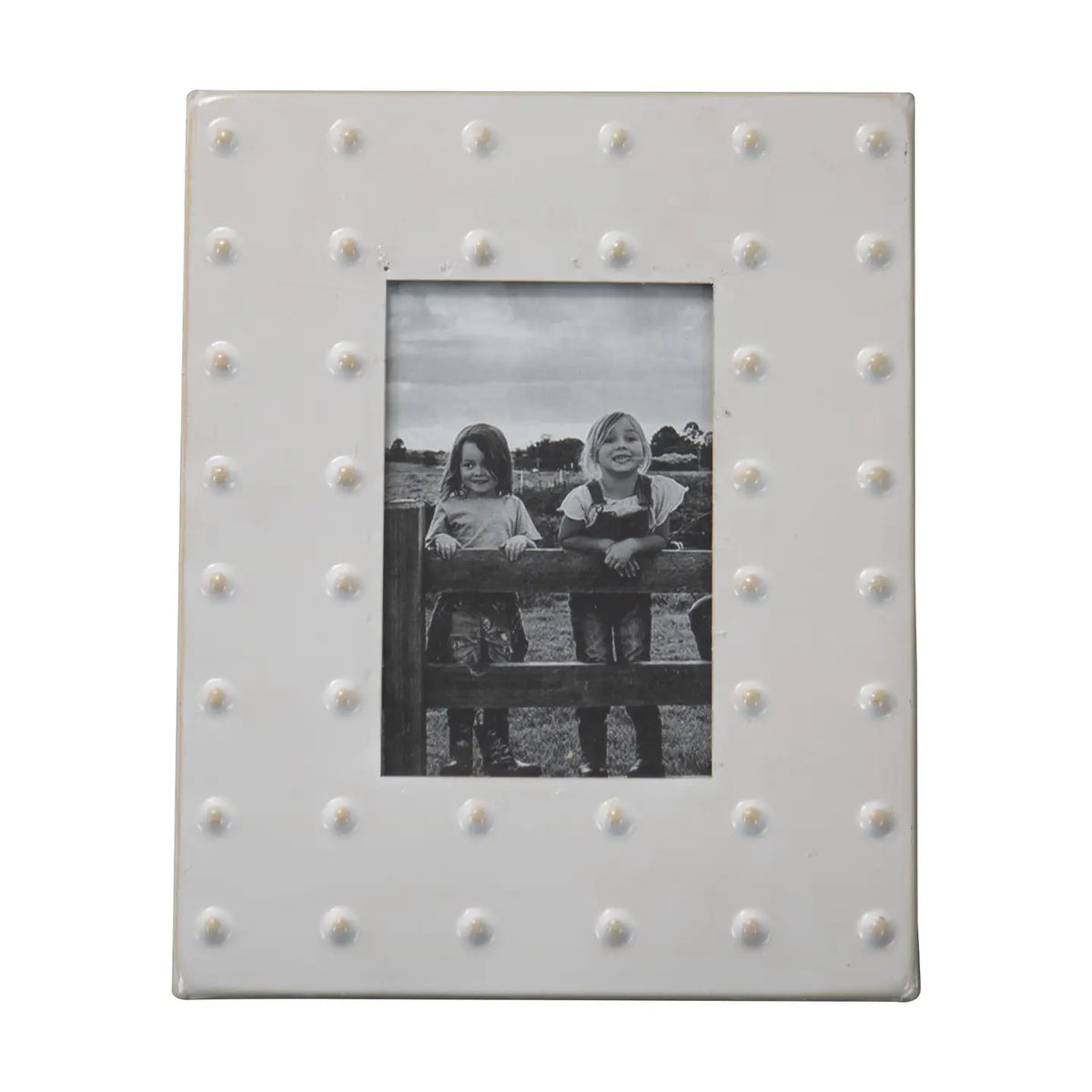 Raised Dot Cream Metal Photo Picture Frame