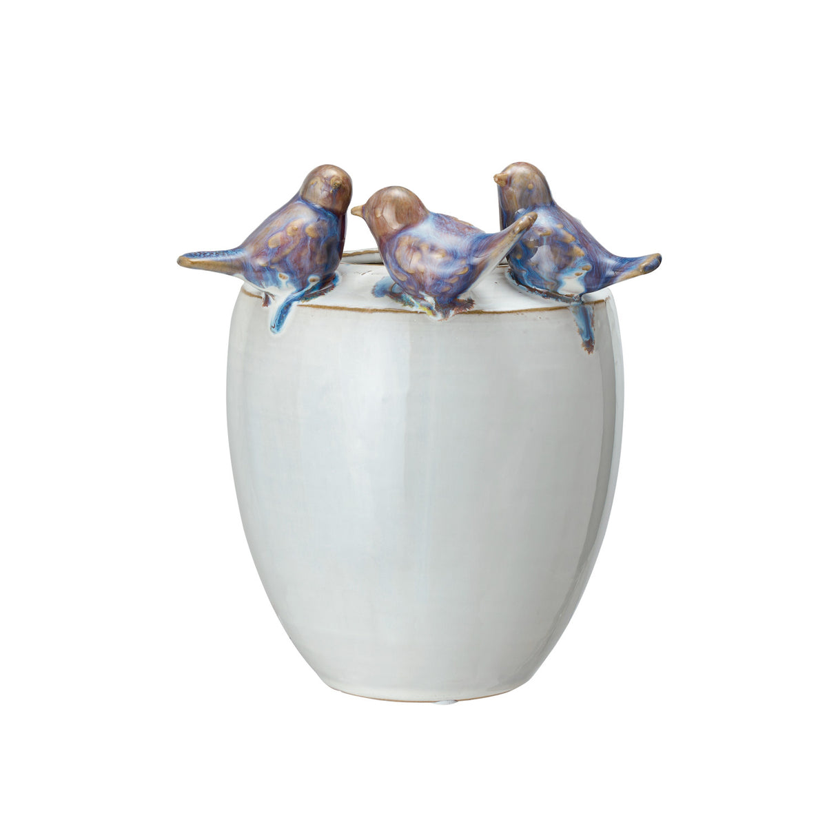 Birds Stoneware Planter Or Vase