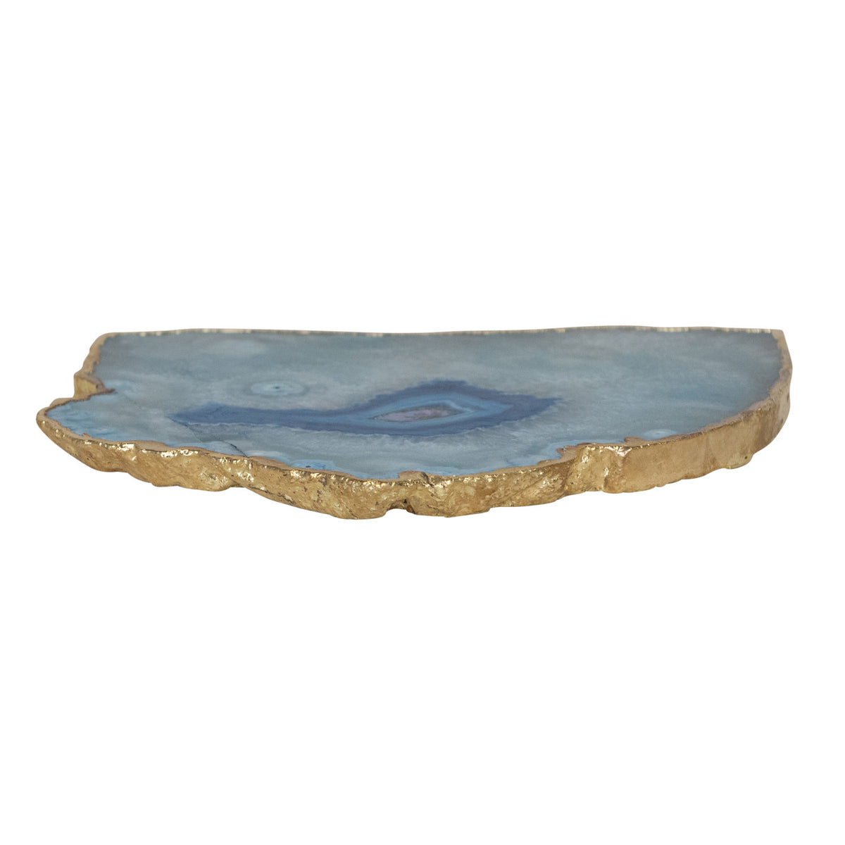 Blue Agate Slab With Gold Electroplated Edge