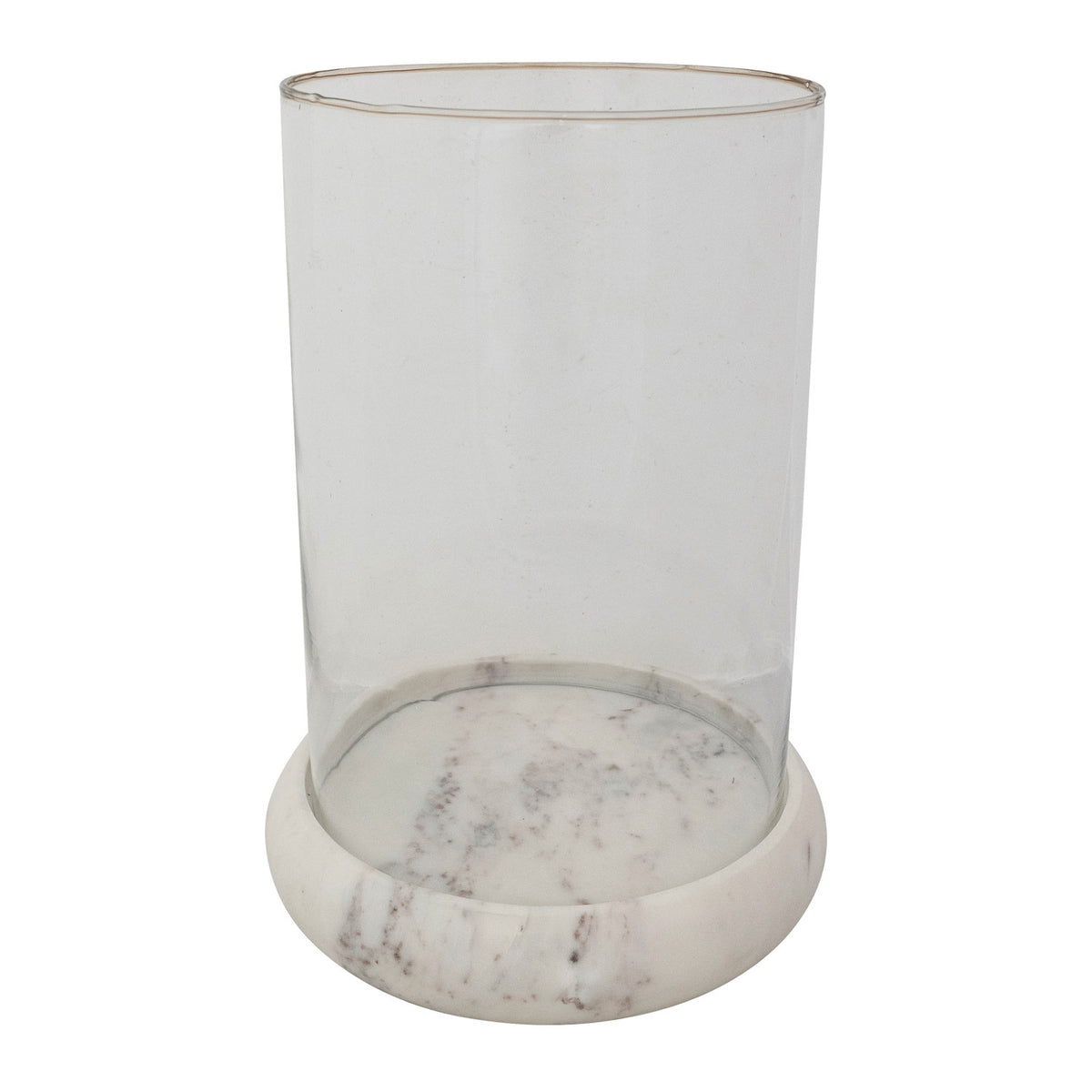 Glass Hurricane With Marble Base