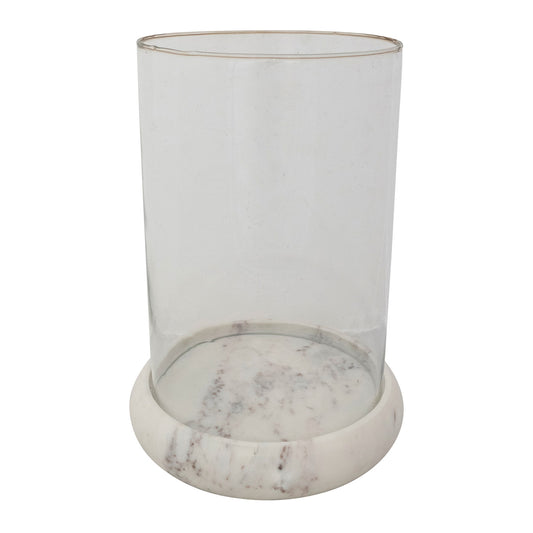 Glass Hurricane With Marble Base