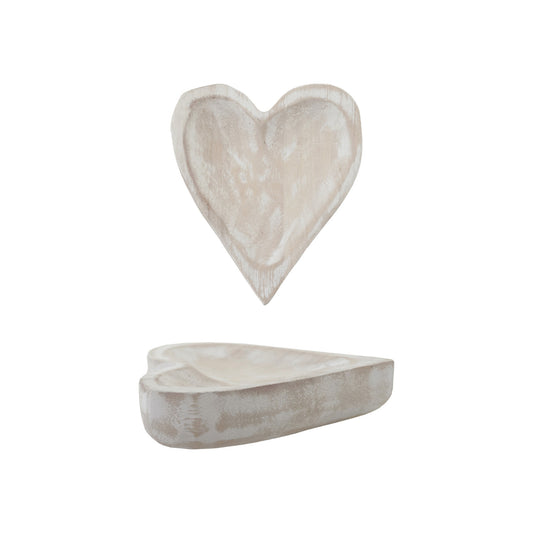 Carved Paulownia Heart Shaped Dish