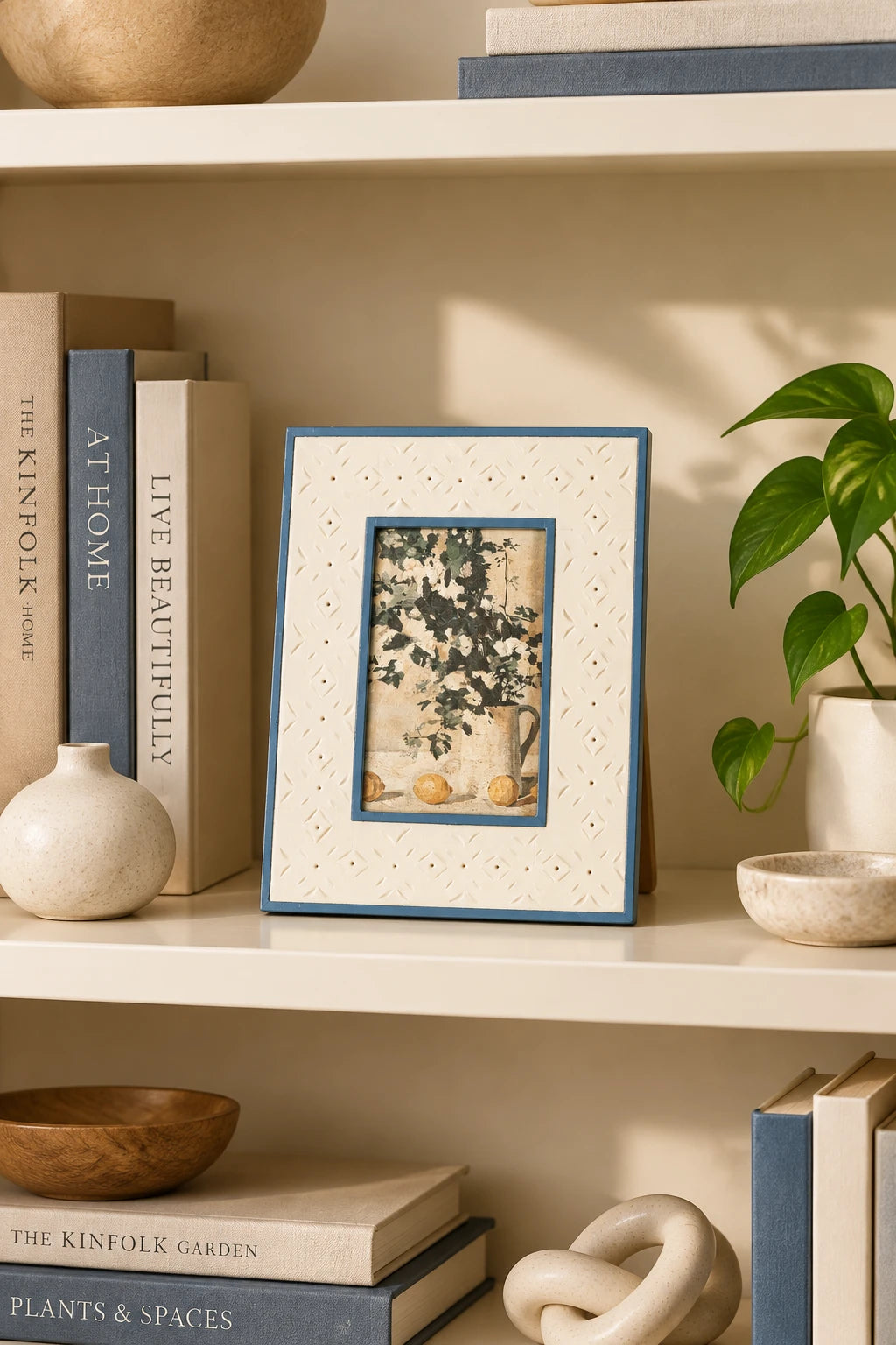 Resin Stamp Cream And Blue Picture Frame